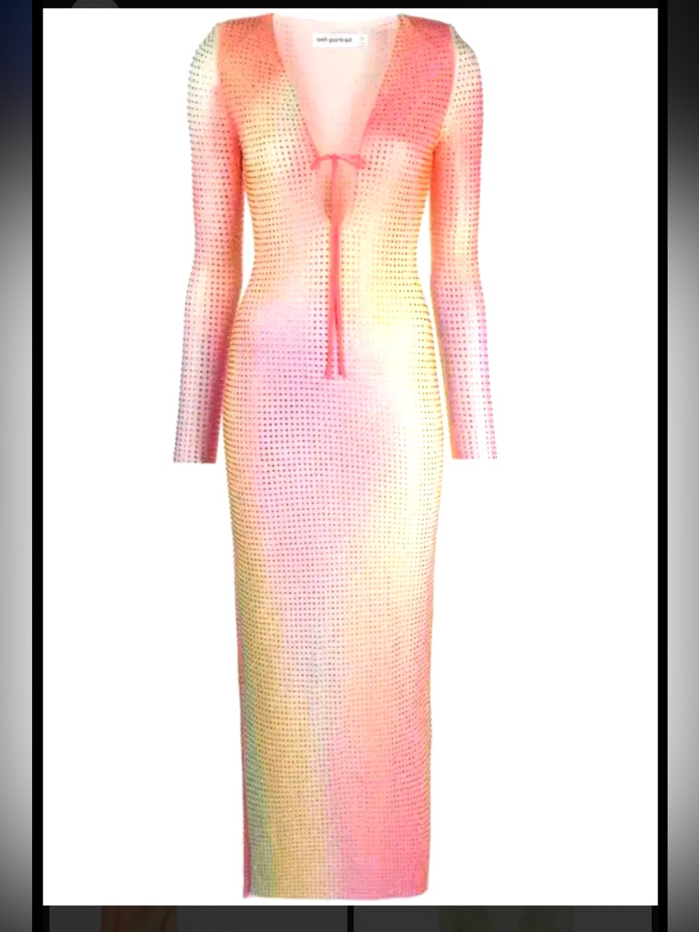 Self-Portrait crystal mesh RHINESTONE EMBELLISHED MAXI DRESS pink party bodycon - Picture 4 of 15